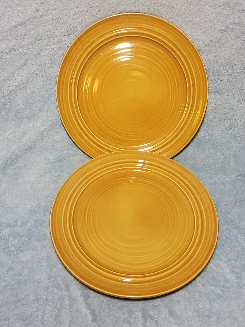 (2) Harper Collection By Noble Excellence Stoneware Plates Golden Rustic Yellow